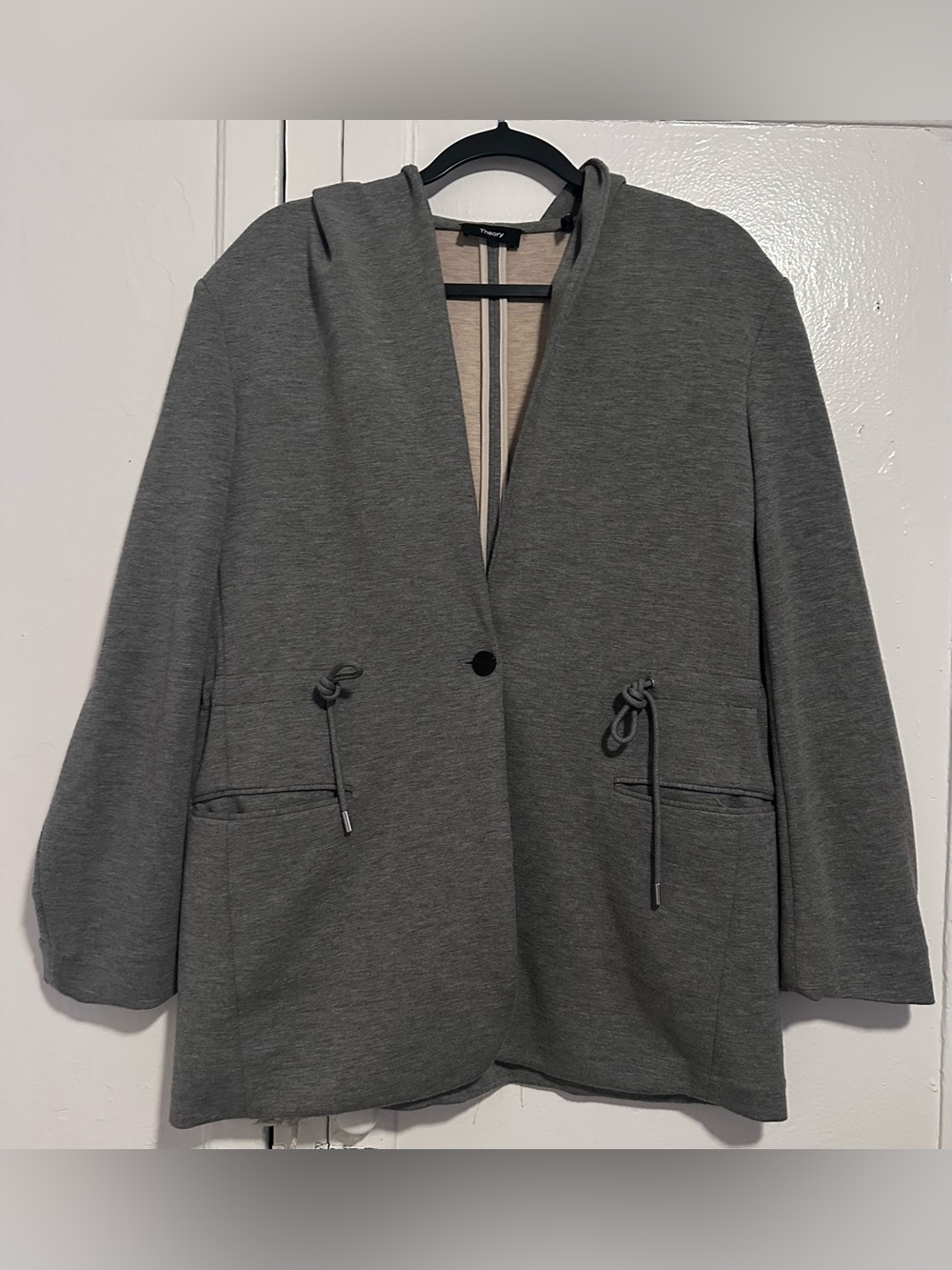 Theory Hooded Drape In Double-Knit Jacket